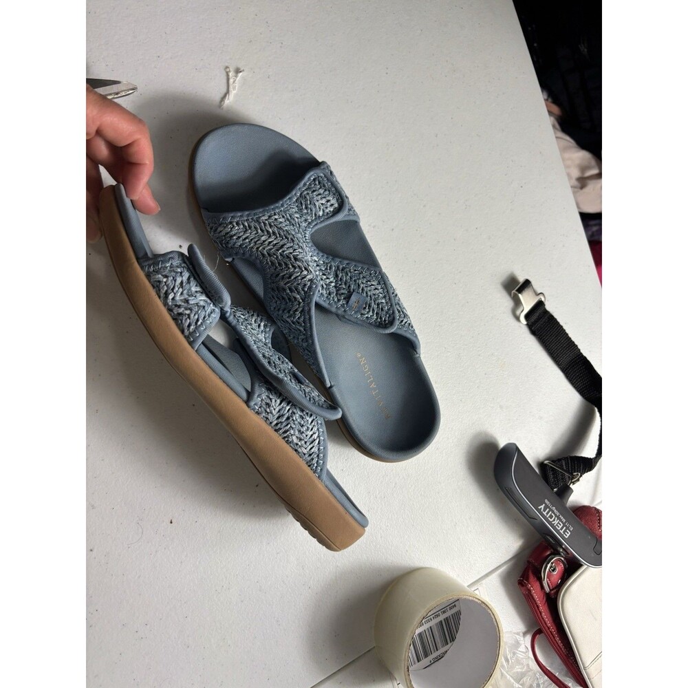 Revitalign Orthotic Comfort Adjustable Raffia Sandals Kholo Capri Blue 10B - Picture 4 of 10